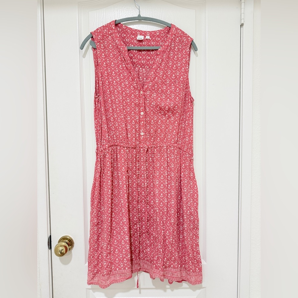 GAP Red Floral Sleeveless Dress | Women’s L | Lightweight Casual Summer Dress